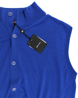 Kiton Wool Vest Royal Blue - Sleeveless Cardigan