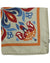 Kiton Silk Pocket Square Taupe Gray Orange Blue Ornamental