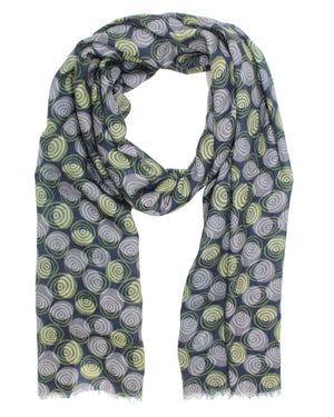 Kiton Cashmere Scarf Gray Forest Green Olive Circles