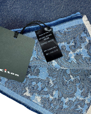 Kiton Scarf Blue Gray - Cashmere Wool Silk Men Shawl SALE