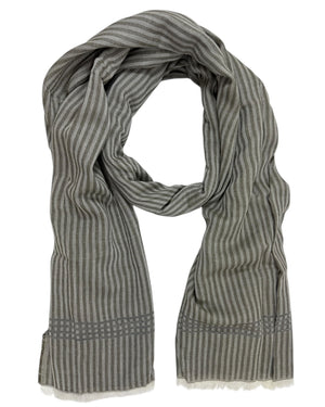 Kiton Scarf Gray Green Stripes