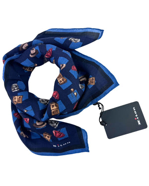 Kiton Small Cashmere Scarf Navy Blue Novelty Accessories SALE