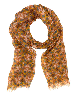 Genuine Kiton Scarf Olive Floral - Luxury Cashmere Men Shawl