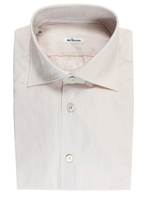 Kiton Dress Shirt White Bordeaux Stripes 40 - 15 3/4 SALE