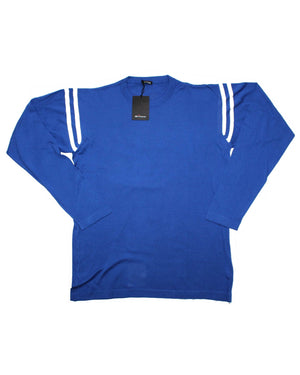 Kiton Sweater Royal Blue White Stripes Silk - Long Sleeve Shirt EU 50/ M SALE