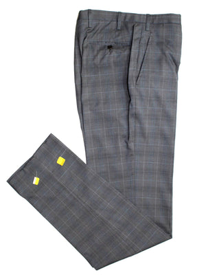 Kiton Men Suit Gray Windowpane 14 Micron 180's Wool EUR 48 - US 38 REDUCED - SALE