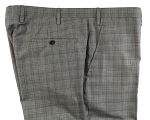 Kiton Suit Gray Bordeaux Windowpane 14 Micron Wool EU 56 - US 44 L