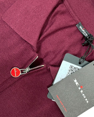 Kiton Sweater Bordeaux Cashmere Silk Quarter Zip