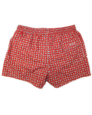Kiton Swimwear Men Swim Shorts XL Red Tropical Birds - Novelty
