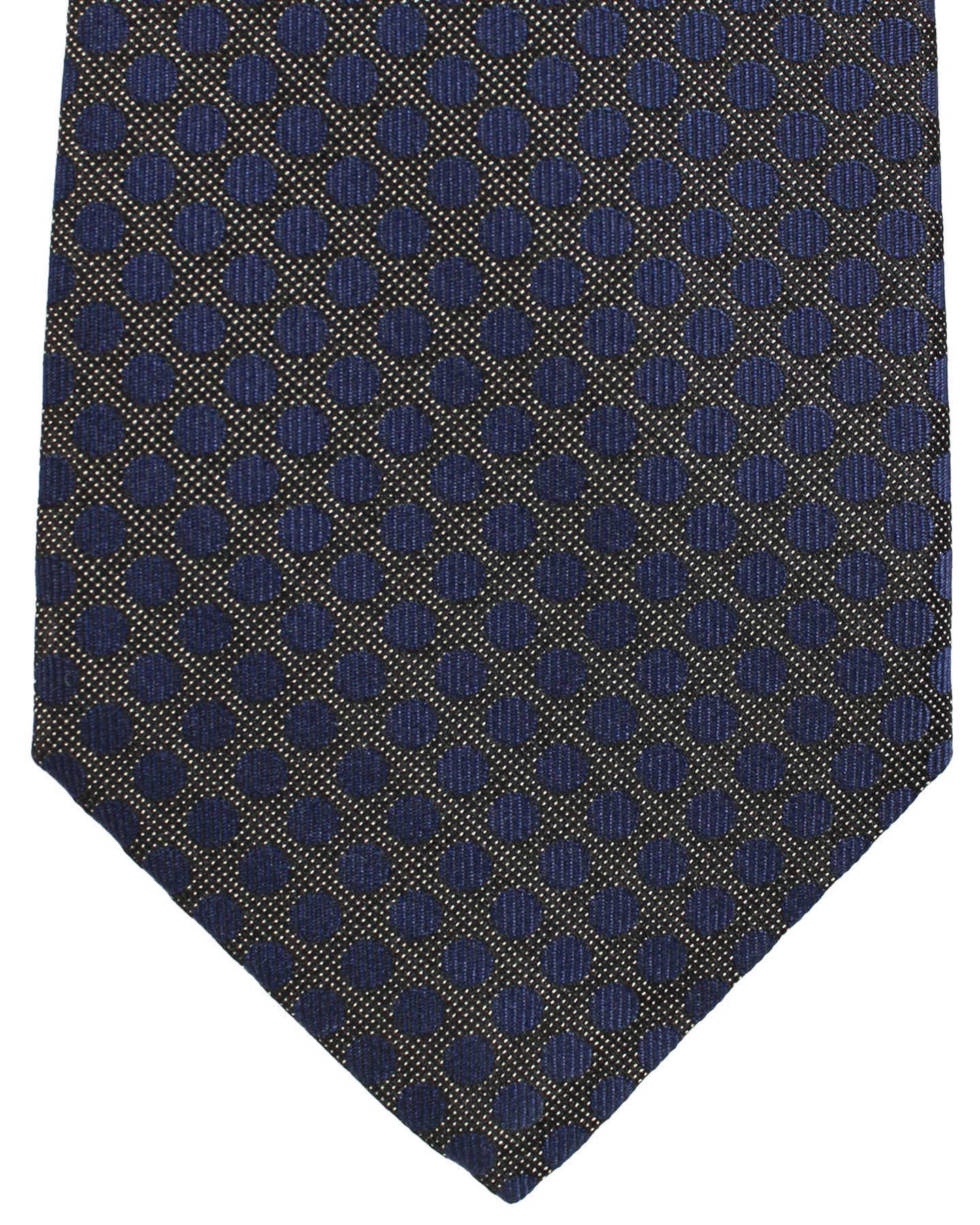 Kiton Silk Tie Midnight Blue Dots Design - Sevenfold Necktie