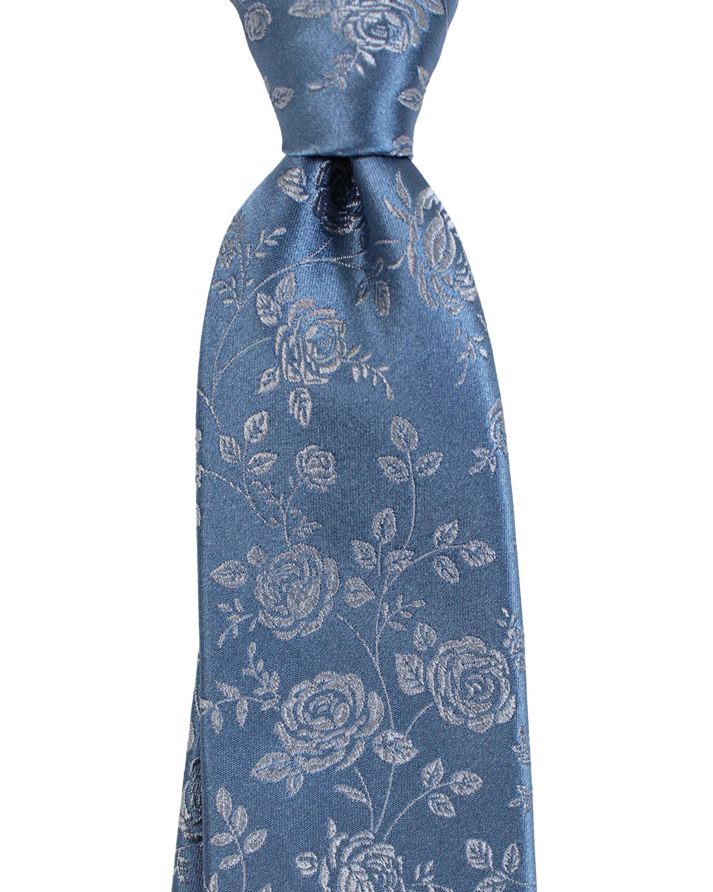 Kiton Silk Tie Midnight Blue Gray Floral Roses - Sevenfold Necktie