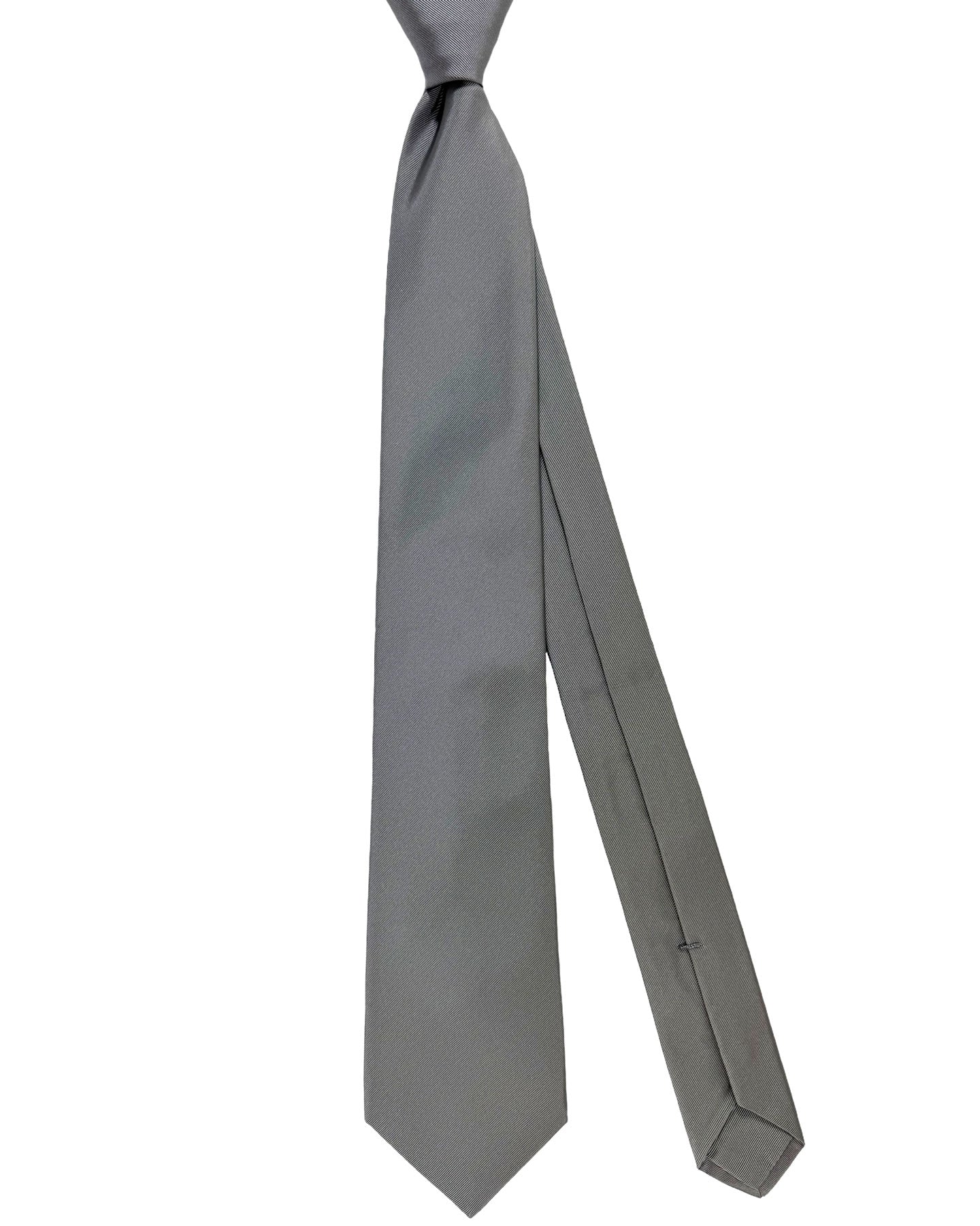 Kiton Silk Tie Gray Grosgrain - Sevenfold Necktie