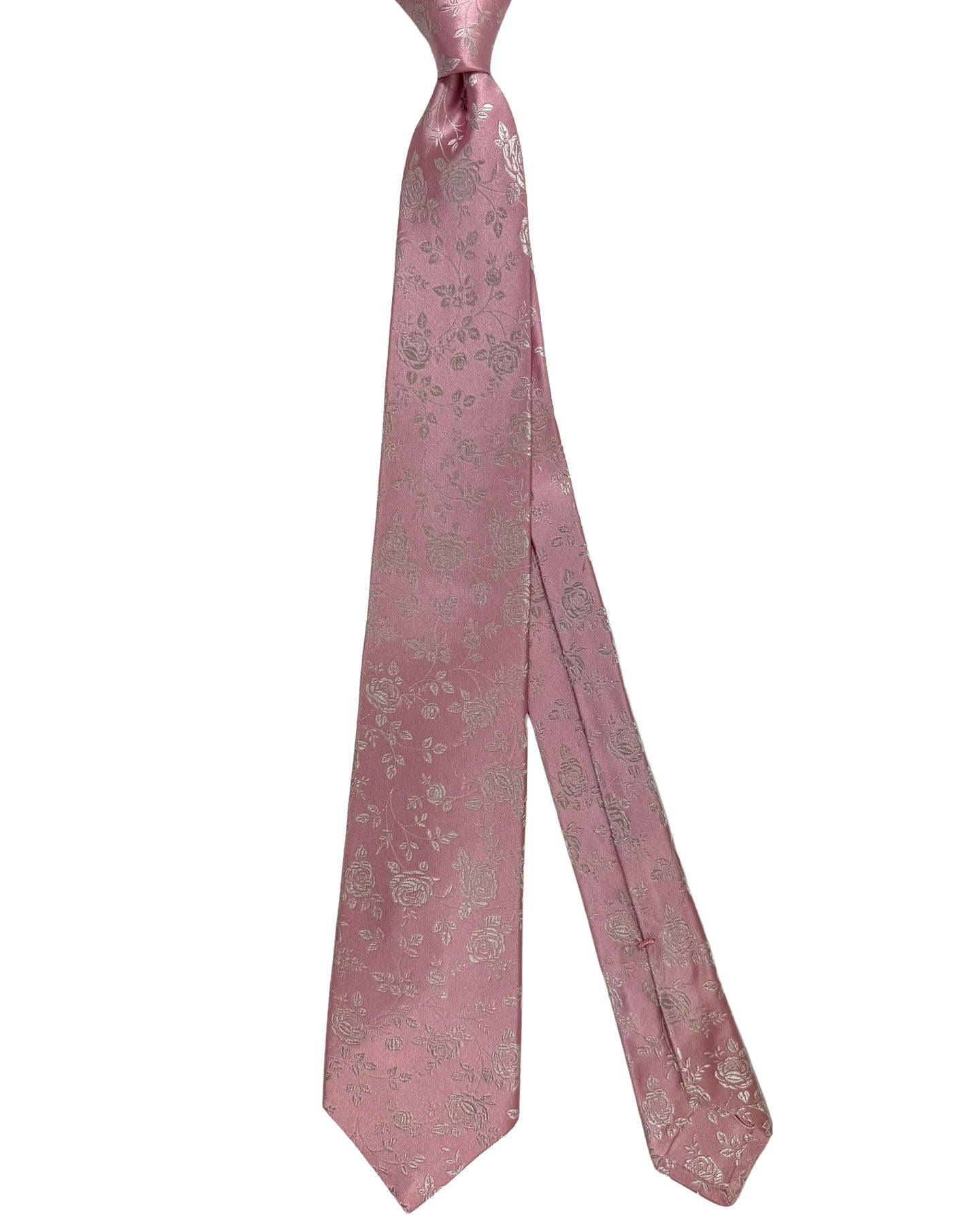 Kiton Silk Tie Pink Silver Floral Design - Sevenfold Necktie