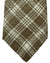 Kiton Silk Tie Taupe White Silver Plaid Design - Sevenfold Necktie