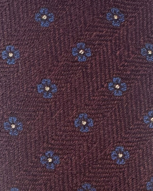 Maroon Mini Flowers Design- Wool Silk