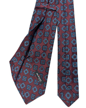 Kiton Tie Brown Teal Medallion - Sevenfold Necktie