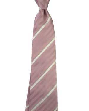 Kiton Sevenfold Tie Pink Silver Stripes