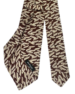 Kiton Sevenfold Tie Brown Geometric Design