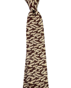 Kiton Sevenfold Tie Brown Geometric Design