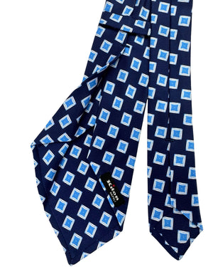 Kiton Sevenfold Tie Navy Blue Geometric