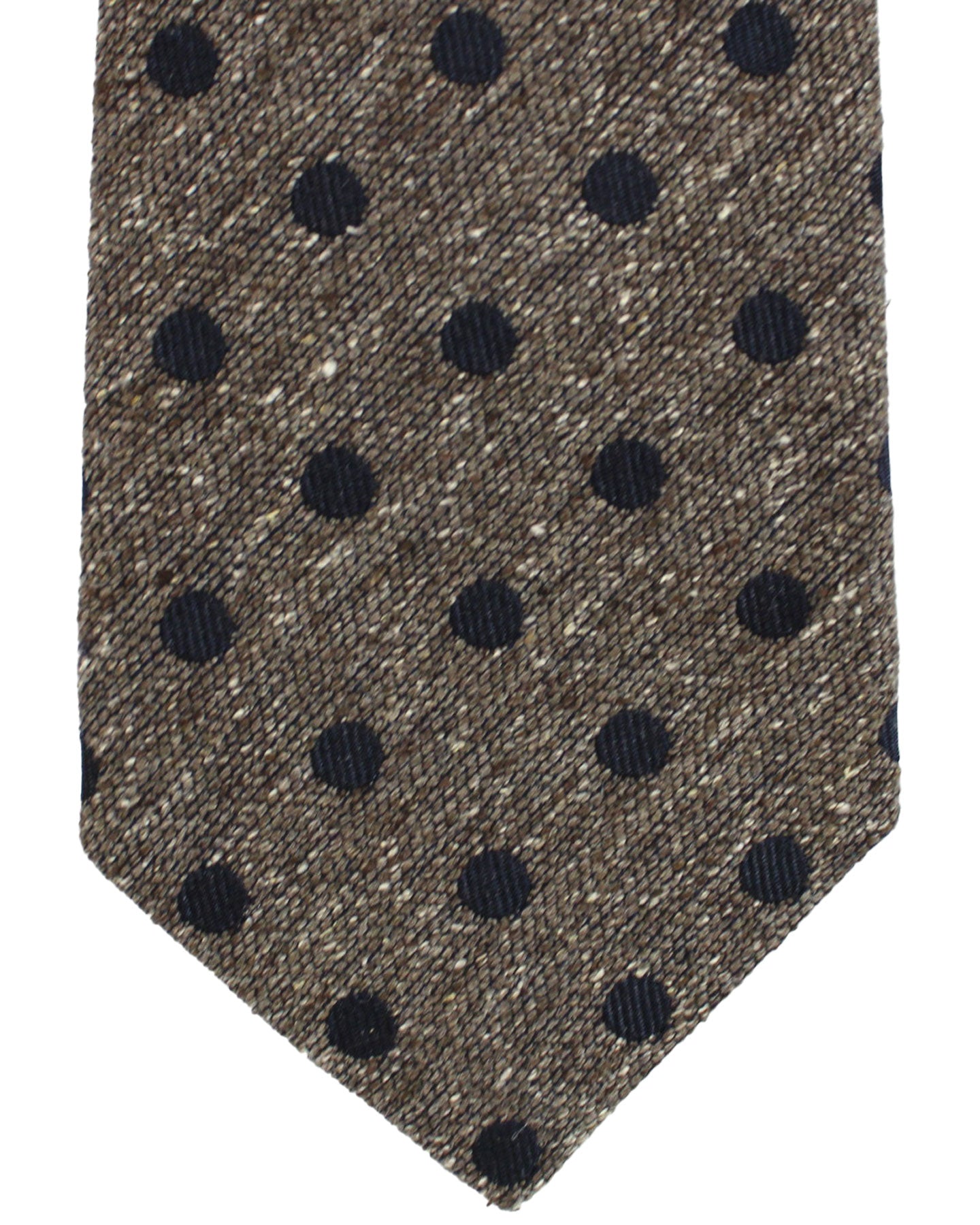 Kiton Silk Wool Tie Gray Taupe Polka Dots Design - Sevenfold Necktie