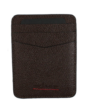 Kiton Credit Card Holder Brown Grain Laether