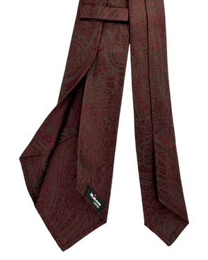Kiton Sevenfold Silk Tie Brown Maroon Oversized Paisley