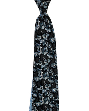 Leonard Paris Silk Tie Black and Gray Floral