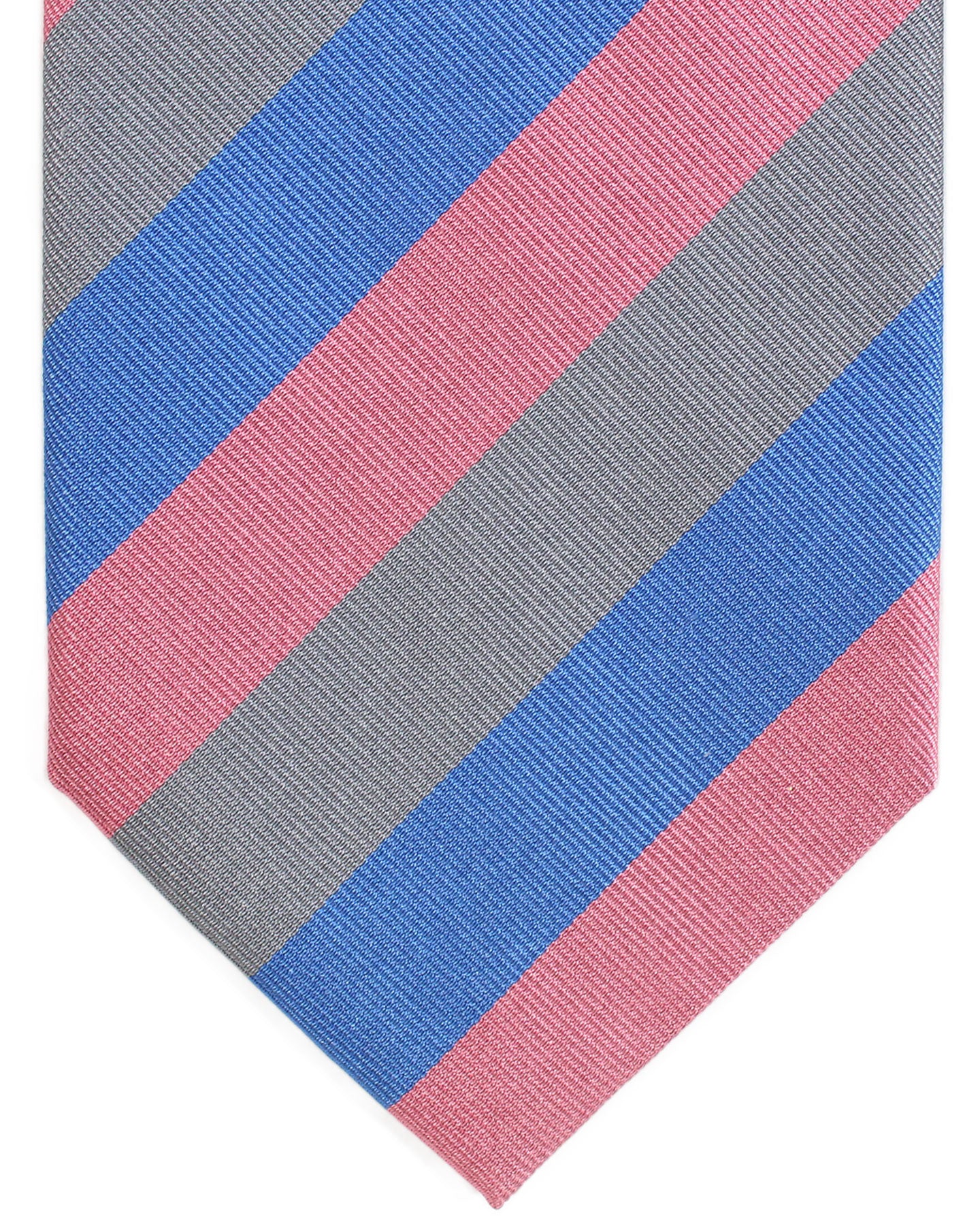 E. Marinella Tie Pink Blue Gray Stripes Design