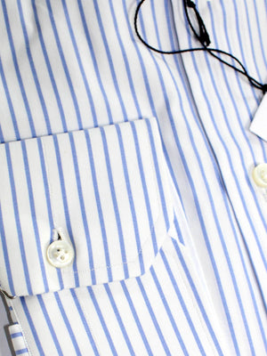 Mattabisch Dress Shirt White Blue Stripes 38 - 15 SALE