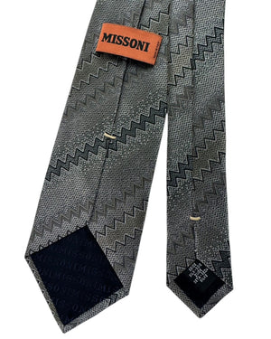 Missoni Tie Gray Textured with Zigzag Accent Stripe