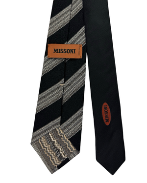 Missoni Silk Tie Black Silver Stripes