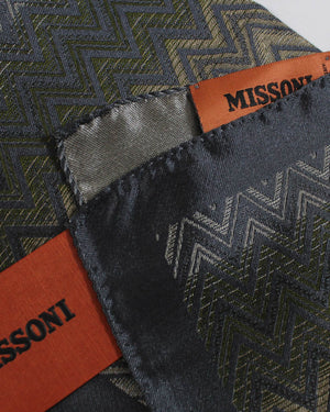 Missoni Pocket Square Gray Herringbone Design