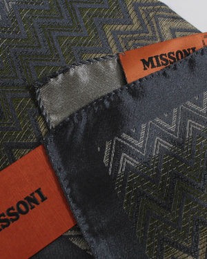 Missoni Pocket Square Gray Herringbone Design FINAL SALE