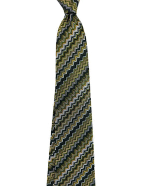 Missoni Silk Tie Green Gray Chevron Pattern