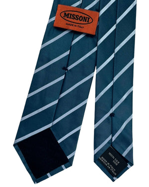 Missoni Silk Tie Dark Grey Sky Blue Stripes