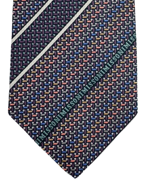 Missoni Silk Tie Purple Multicolor Branded Stripes