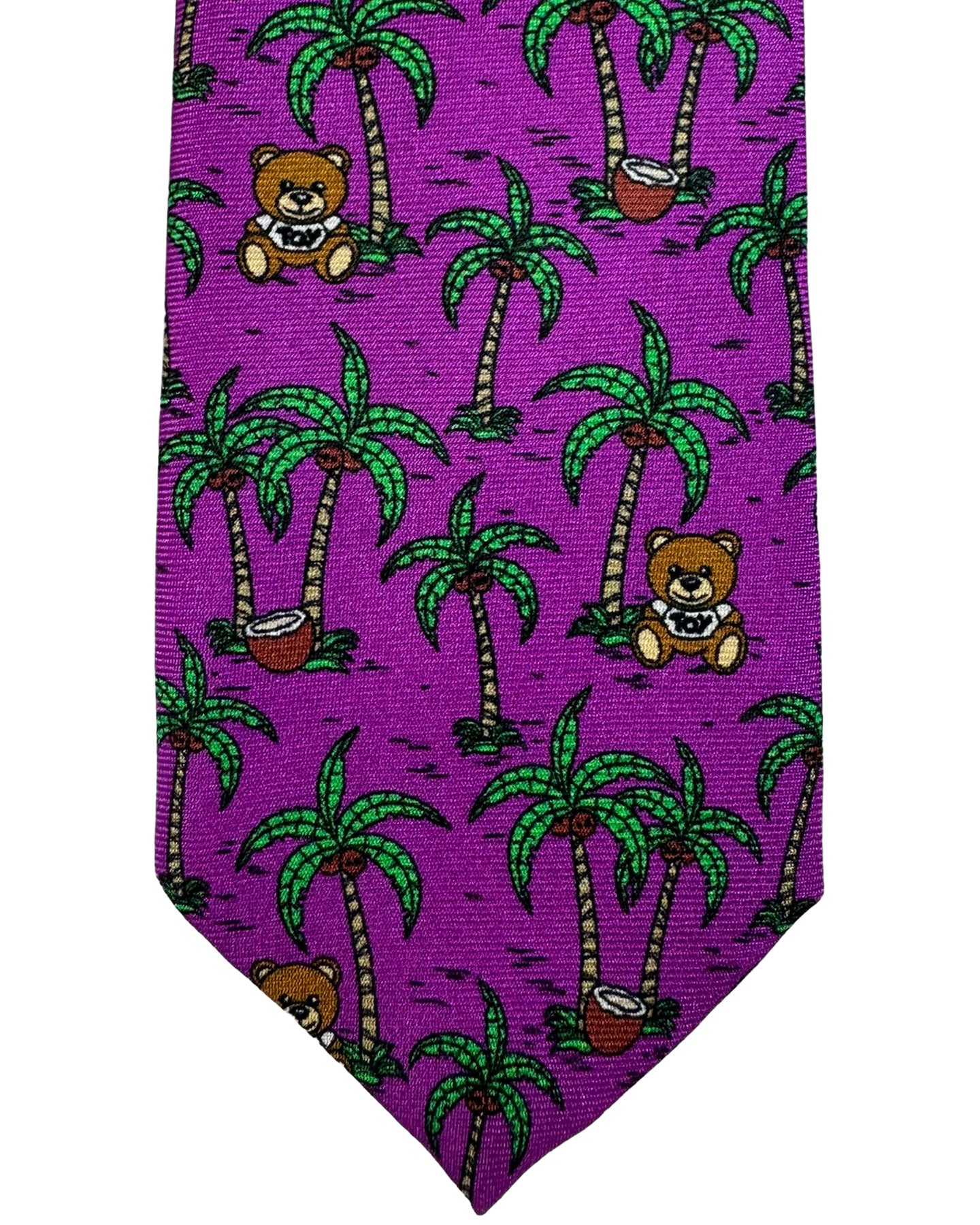 Moschino Tie Purple Green Toy Bear Design
