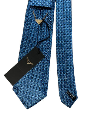 Vitaliano Pancaldi Pleated Silk Tie Blue Leaf