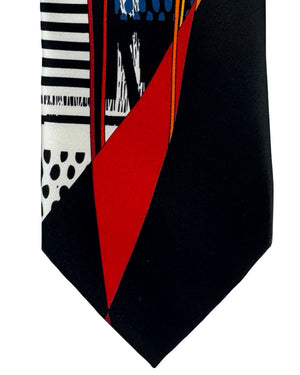 Vitaliano Pancaldi Silk Tie Fire Red Black Abstract