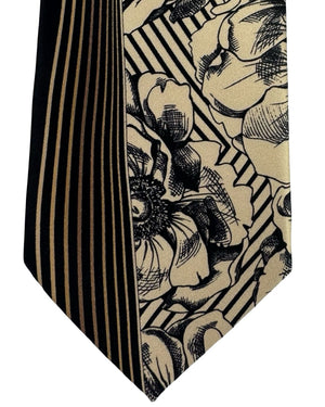 Pancaldi Silk Tie Black Taupe Floral