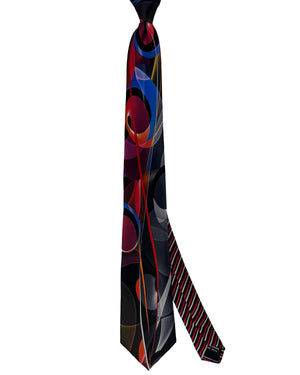 Vitaliano Pancaldi Silk Tie Black Gray Maroon Abstract