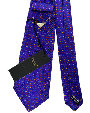 Vitaliano Pancaldi Pleated Silk Tie Purple Multicolor Diamond
