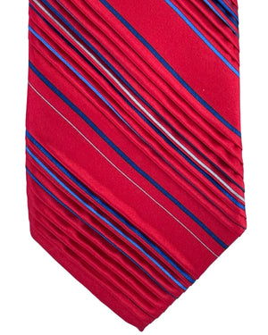 Vitaliano Pancaldi Pleated Silk Tie Red And Blue Stripe