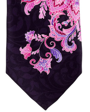 Vitaliano Pancaldi Tie Black Pink Large Paisley