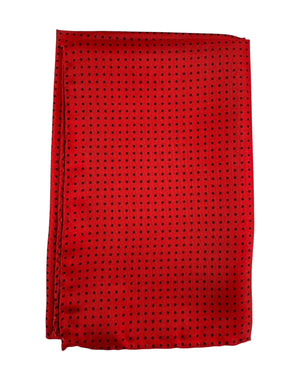Vitaliano Pancaldi Silk Pocket Square Red Navy Dots
