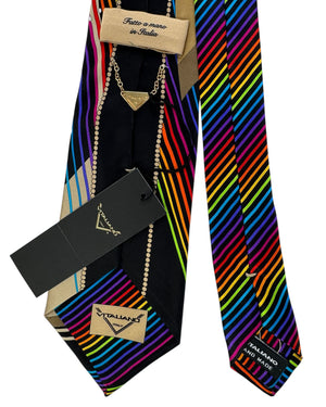 Vitaliano Pancaldi Tie Black Taupe Multi Color Design