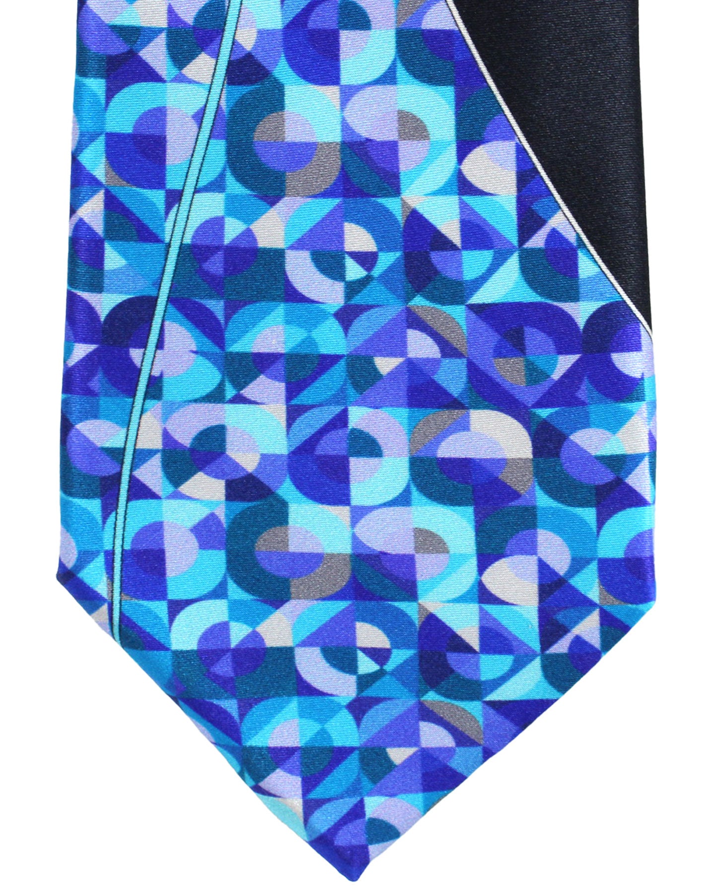 Vitaliano Pancaldi Silk Tie Aqua Purple Geometric Swirl Design
