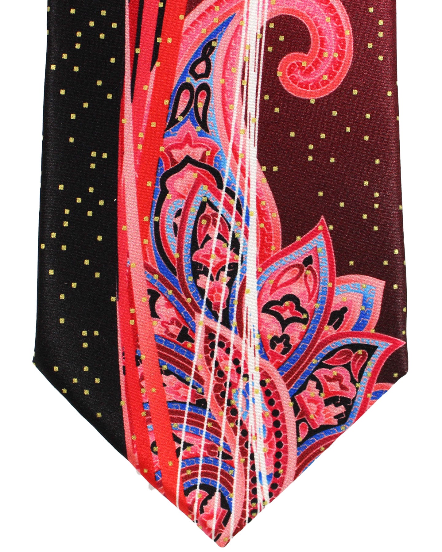 Vitaliano Pancaldi Silk Tie Red Black Swirl Paisley Design
