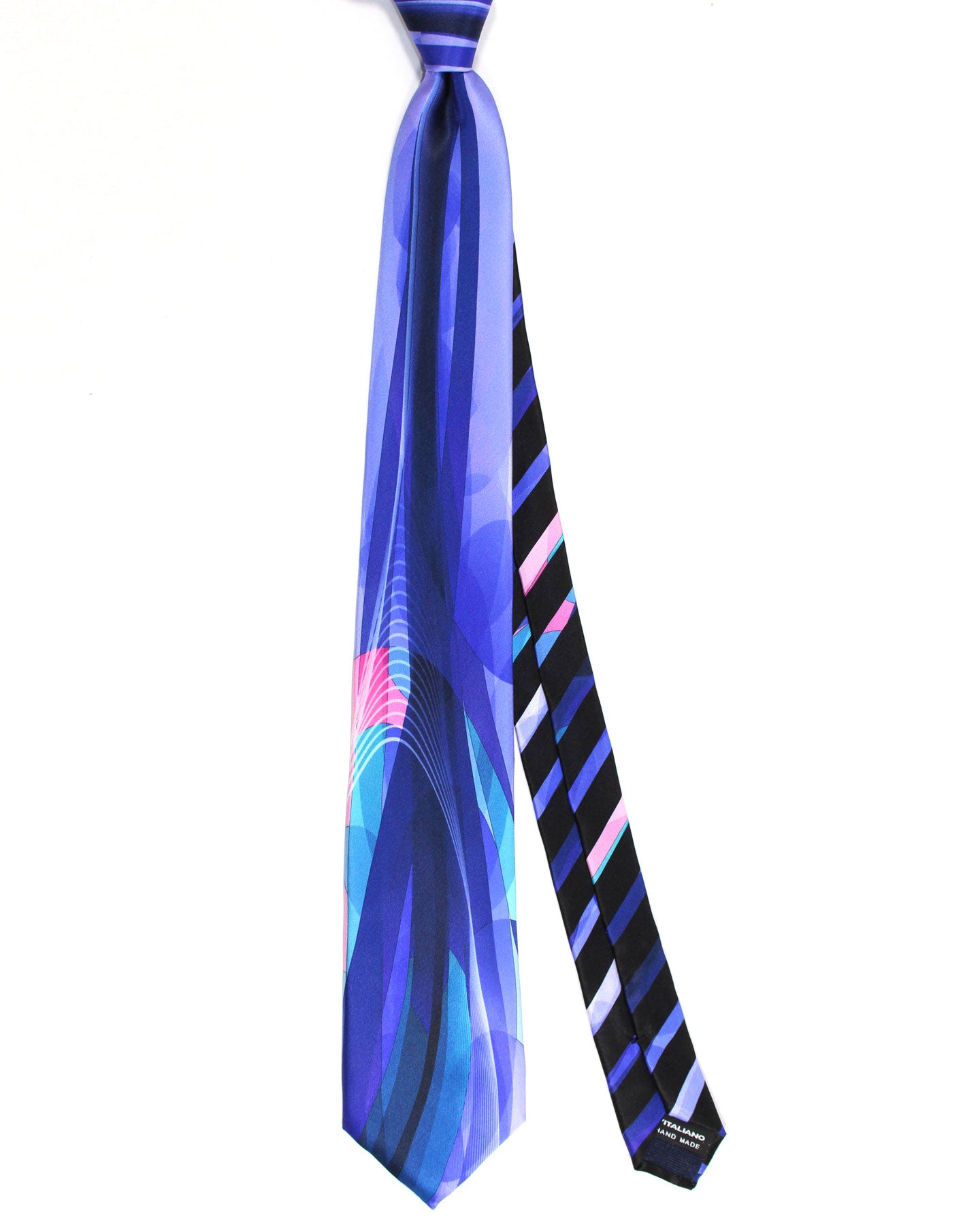 Vitaliano Pancaldi Silk Tie Purple Teal Swirl Design